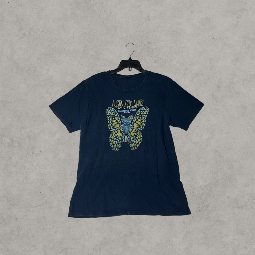 Austin City Limits Music Festival ACL Zilker Park Butterfly Bat T-Shirt Navy M